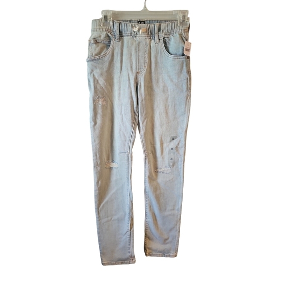 Gap destructed pull on slim jeans drawstring light wash sz XL 12 new K61 - Picture 1 of 7